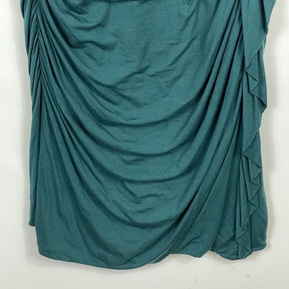 Sundance Green Wrap Front Long Sleeve Ruffle Pullover Stretch Dress Womens Large - Picture 4 of 7